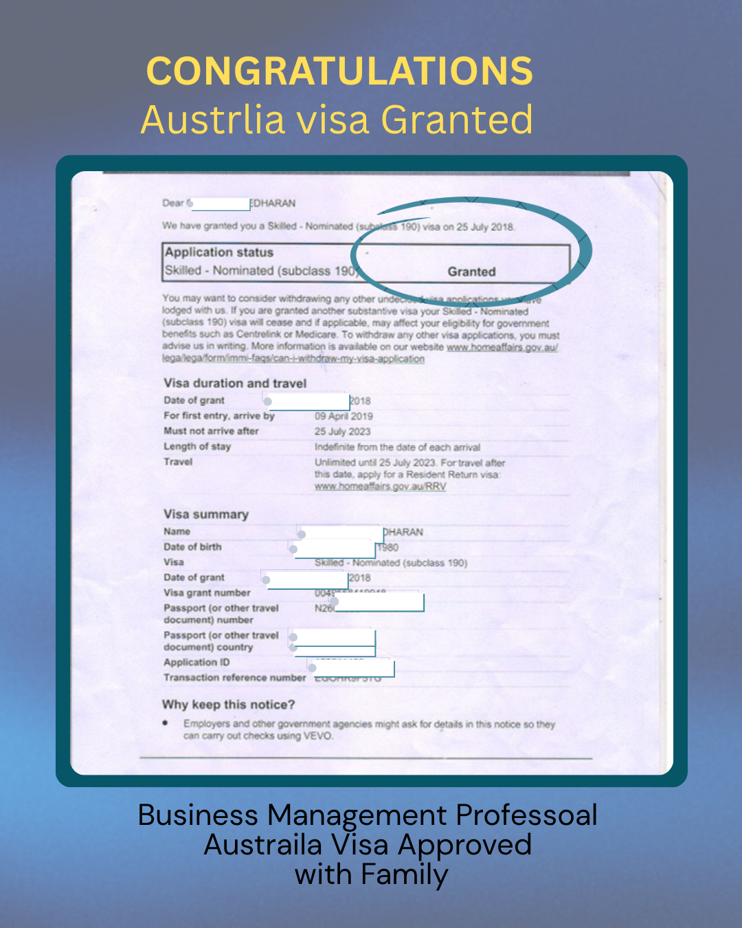 Australia Visa Approval Grant 1